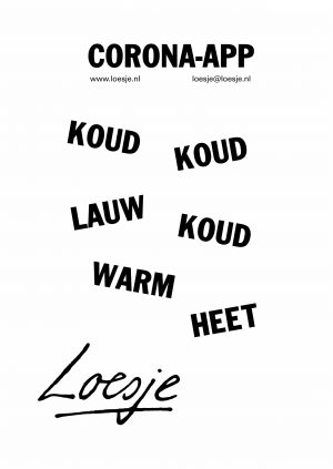 Corona-app / koud / koud / lauw / koud / warm / heet