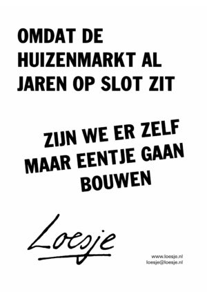 Omdat de huizenmarkt al jaren op slot zit / zijn we er zelf maar eentje gaan bouwen