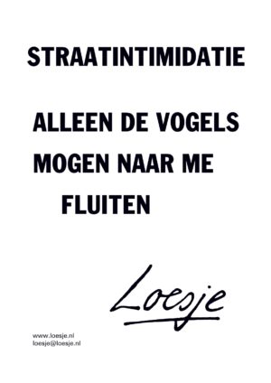 Straatintimidatie / alleen de vogels mogen naar me fluiten