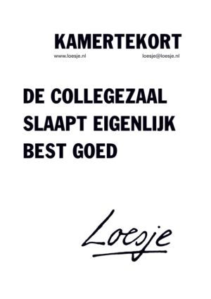 Kamertekort / de collegezaal slaapt eigenlijk best goed