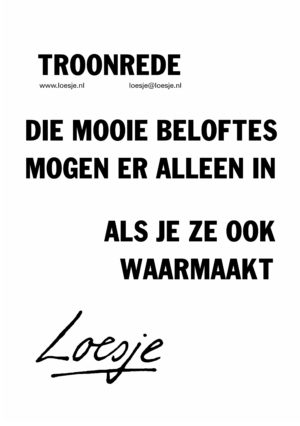 troonrede / die mooie beloftes mogen er alleen in als je ze ook waarmaakt