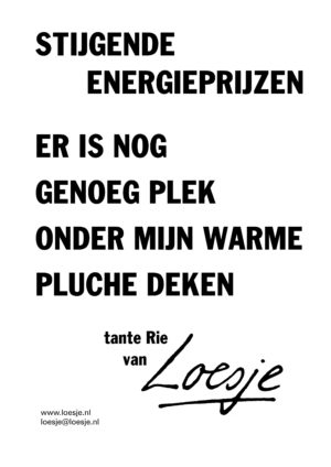 Stijgende energieprijzen er is nog genoeg plek onder mijn warme pluche deken