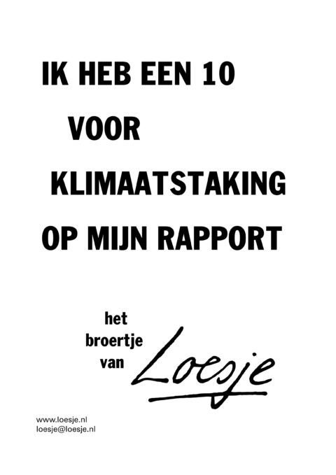 Ik heb een 10 voor klimaatstaking op mijn rapport – het broertje van Loesje