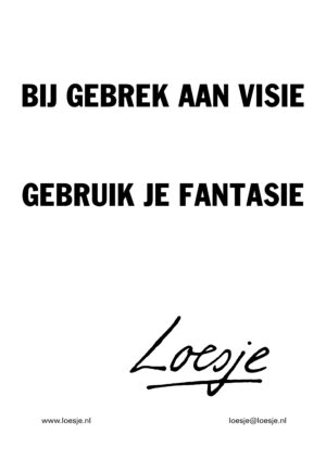 Bij gebrek aan visie / gebruik je fantasie