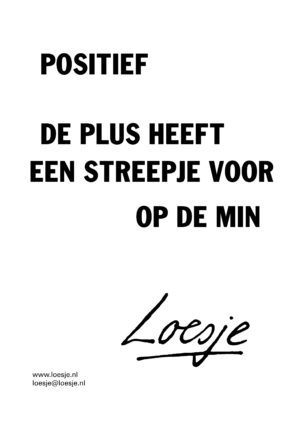 Positief / de plus heeft een streepje voor op de min