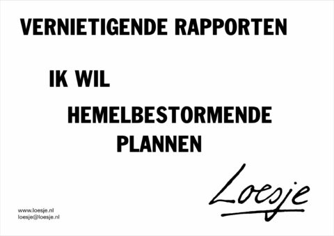 vernietigende rapporten / ik wil hemelbestormende plannen