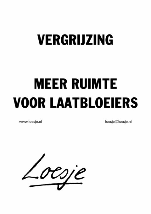 Vergrijzing / meer ruimte voor laatbloeiers