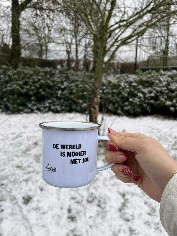 Emaille mok - De wereld is mooier met jou - Afbeelding 3