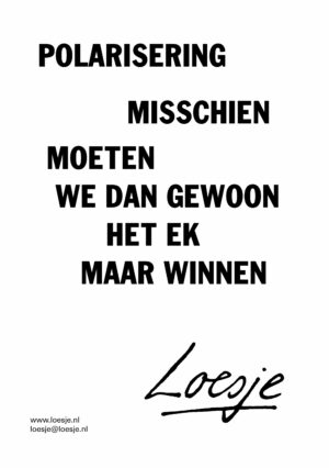 Polarisering – misschien moeten we dan gewoon het EK maar winnen
