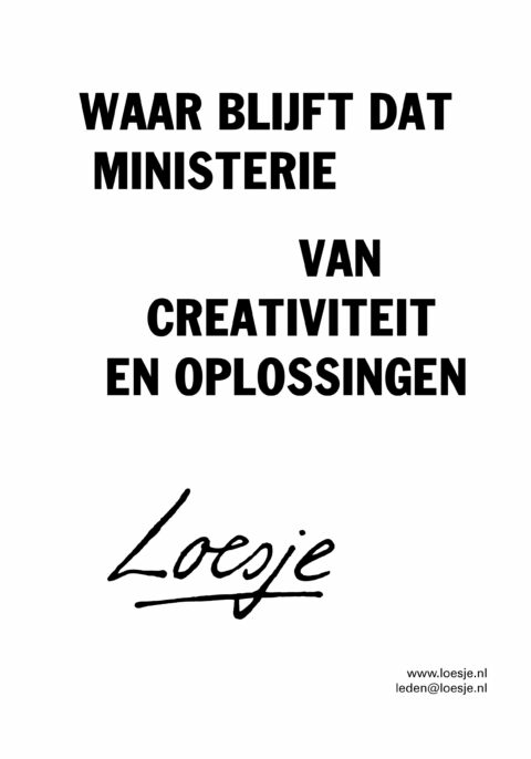 Waar blijft dat ministerie van creativiteit en oplossingen