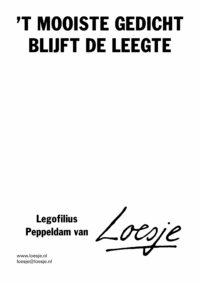 't Mooiste gedicht blijft de leegte / / -Legofilius Peppeldam