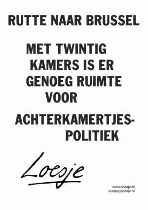 Rutte naar Brussel / met twintig kamers is er genoeg ruimte voor achterkamertjespolitiek