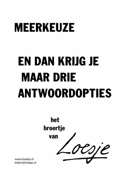 Meerkeuze/ en dan krijg je maar drie antwoordopties – het broertje