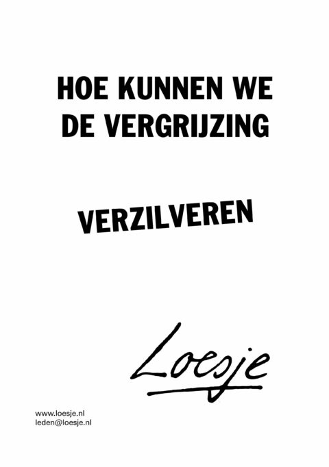 Hoe kunnen we de vergrijzing verzilveren