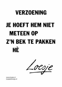 Verzoening / je hoeft hem niet meteen op z'n bek te pakken hè