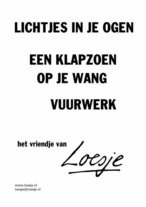 Lichtjes in je ogen / een klapzoen op je wang / vuurwerk