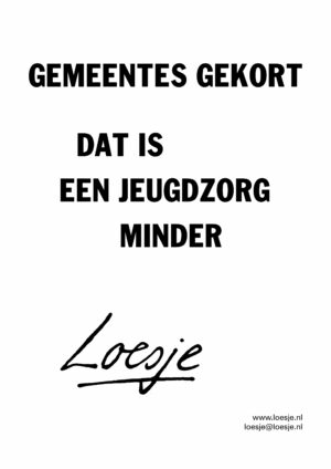 Gemeentes gekort / dat is een jeugdzorg minder