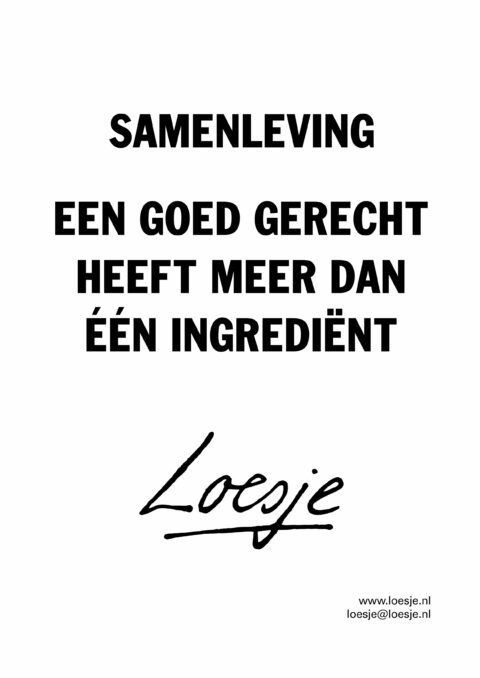 Samenleving een goed gerecht heeft meer dan één ingrediënt