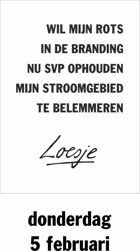 Wil mijn rots in de branding nu svp ophouden mijn stroomgebied te belemmeren