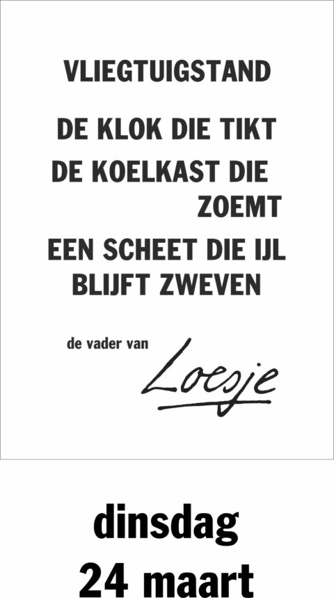 Vliegtuigstand de klok die tikt de koelkast die zoemt een scheet die ijl blijft zweven