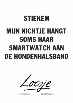stiekem / mijn nichtje hangt haar smartwatch soms aan de hondenhalsband