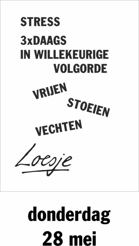 Stress 3x daags in willekeurige volgorde vrijen stoeien vechten