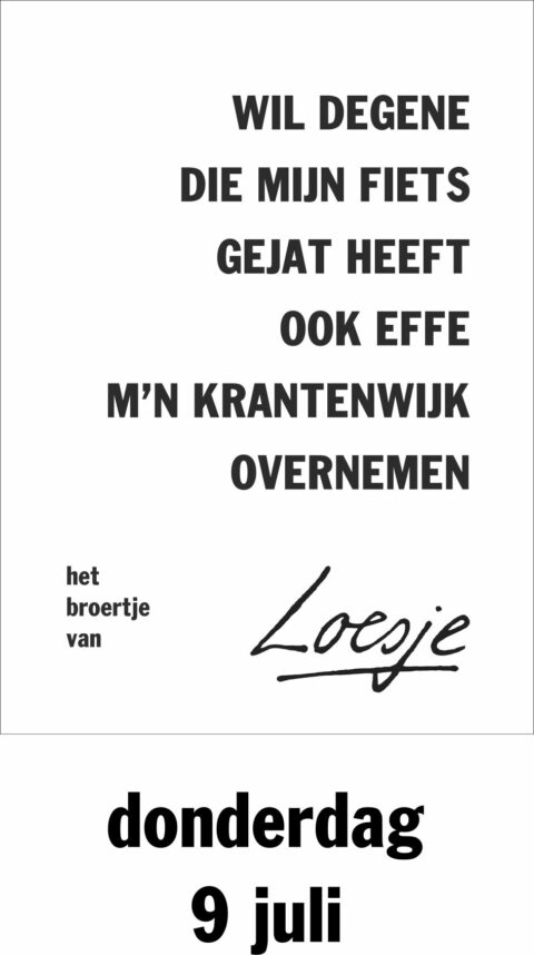 Wil diegene die mijn fiets gejat heeft ook effe mn krantenwijk overnemen