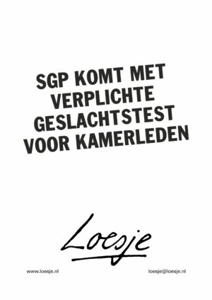 SGP komt met verplichte geslachtstest voor kamerleden