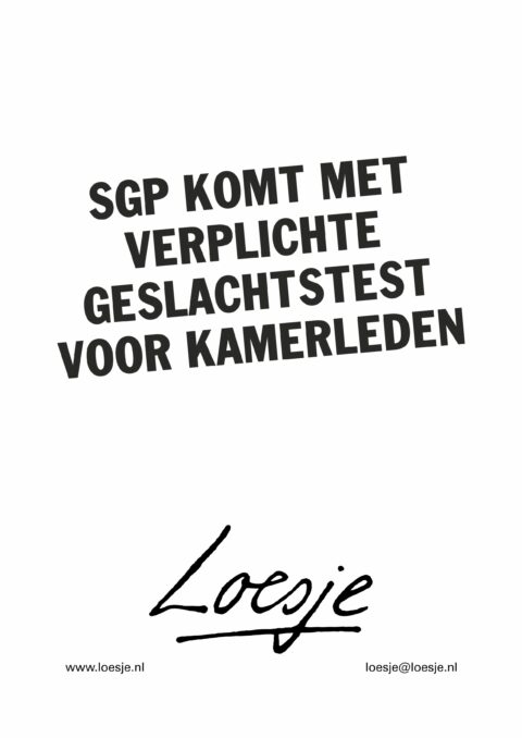 SGP komt met verplichte geslachtstest voor kamerleden