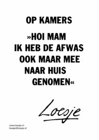 Op kamers / hoi mam / ik heb de afwas ook maar mee naar huis genomen