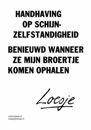 Handhaving op schijnzelfstandigheid / benieuwd wanneer ze mijn broertje komen halen