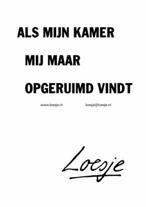 Als mijn kamer mij maar opgeruimd vindt
