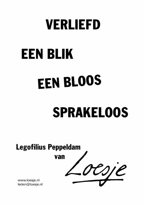 Verliefd / een blik / een bloos / sprakeloos – Legofilius Peppeldam van Loesje