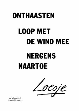 Onthaasten / loop met de wind mee / nergens naartoe