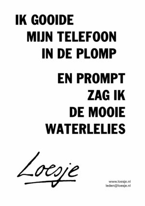 Ik gooide mijn telefoon in de plomp / en prompt zag ik de mooie waterlelies