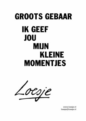Grootse gebaren / ik geef jou mijn kleine momentjes