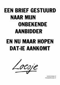 Een brief gestuurd naar mijn onbekende aanbidder / en nu maar hopen dat-ie aankomt