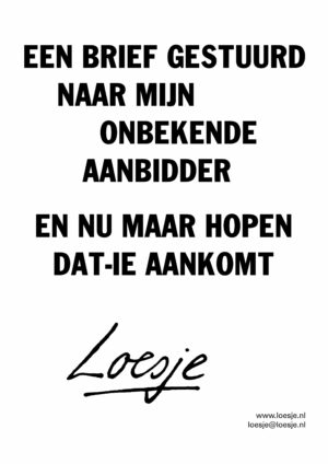 Een brief gestuurd naar mijn onbekende aanbidder / en nu maar hopen dat-ie aankomt