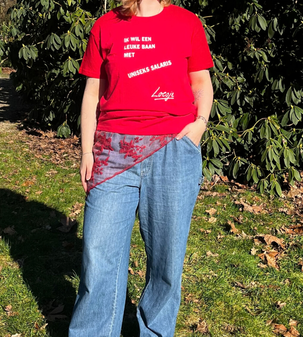 Loesje T-shirt - ik wil een leuke baan met uniseks salaris
