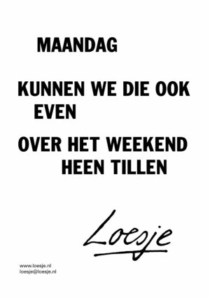 Maandag / kunnen we die ook even over het weekend heen tillen  – de vader van