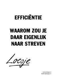Efficiëntie waarom zou je daar eigenlijk naar streven