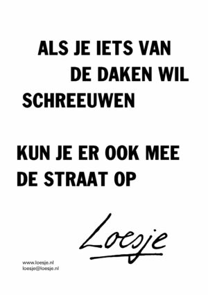 Als je iets van de daken wil schreeuwen / kun je er ook mee de straat op