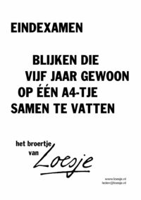 Eindexamen blijken die vijf jaar gewoon op één A4-tje samen te vatten