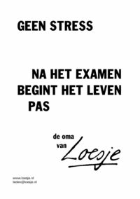 Geen stress na het examen begint het leven pas