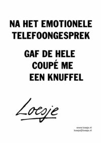 Na het emotionele telefoongesprek gaf de hele coupé me een knuffel