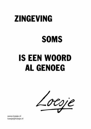 Zingeving / soms is een woord al genoeg