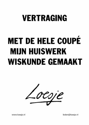 Vertraging / met de hele coupe mijn huiswerk wiskunde gemaakt