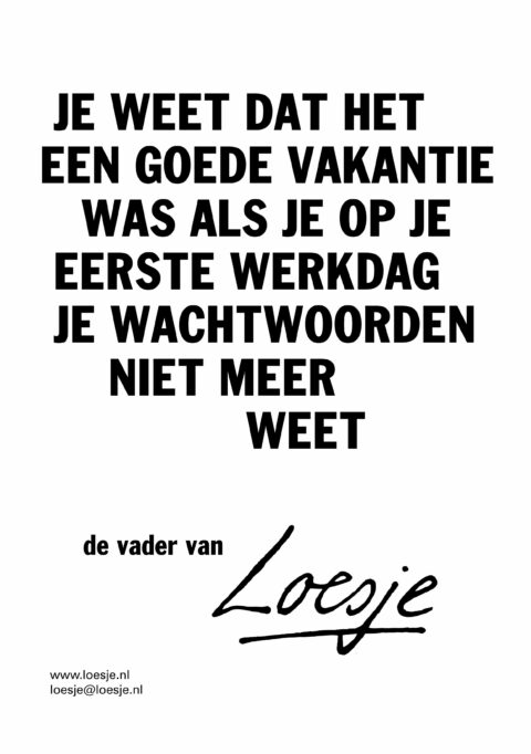 Je weet dat het een goede vakantie was als je op je eerste werkdag al je wachtwoorden niet meer weet – de vader van